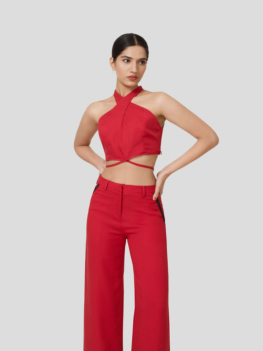 Querencia Twisted Halter Neck Crop Top - STOMBIL TRADE 
