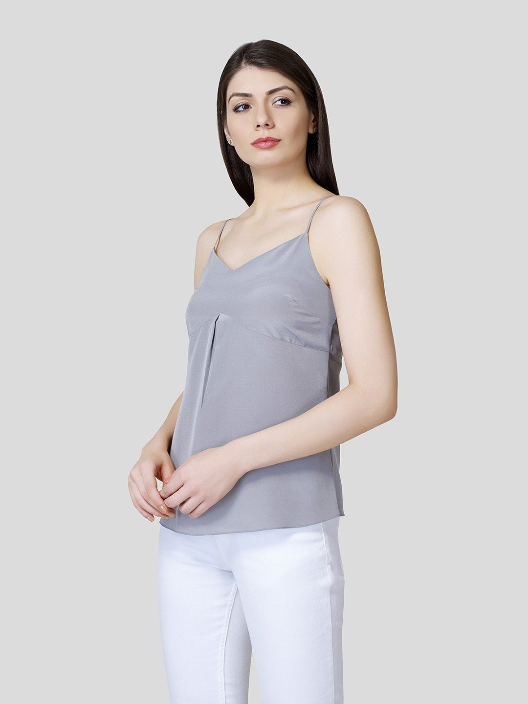 'V' Neck Strappy Camisole With Fall Detail - STOMBIL TRADE 