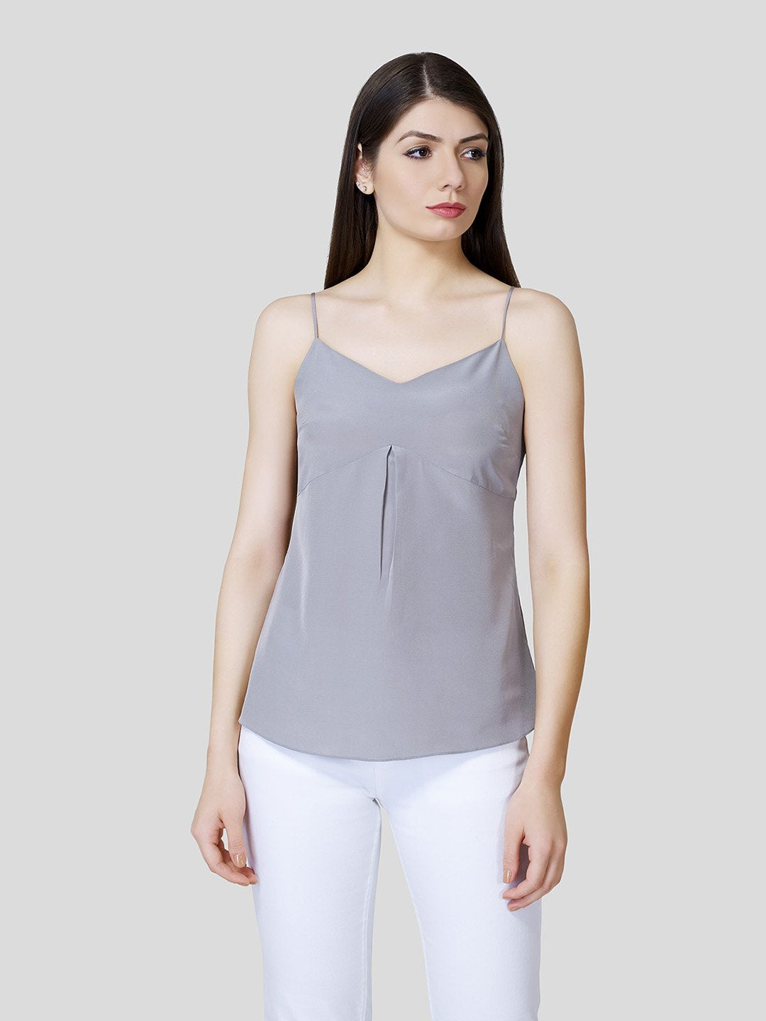 'V' Neck Strappy Camisole With Fall Detail - STOMBIL TRADE 