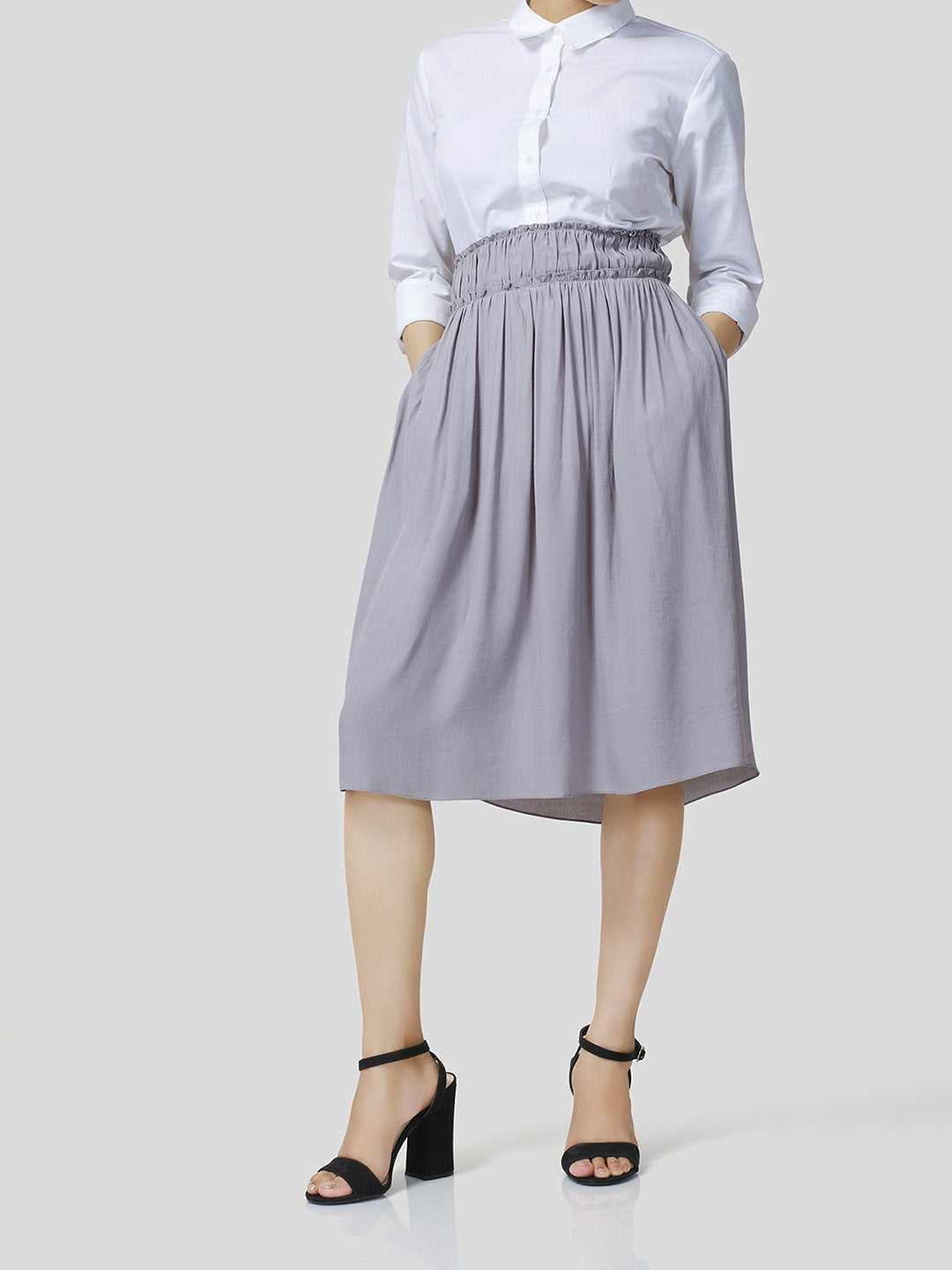 Skirt With Gathered Waistband Detail - STOMBIL TRADE 