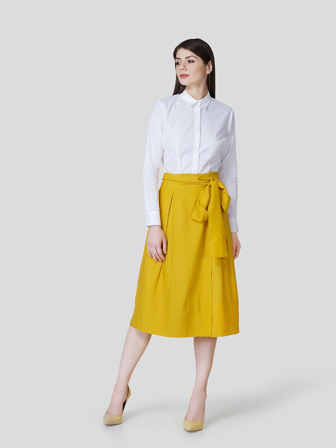 Box Pleated Warp-A-Round Skirt - Zest Mélange 