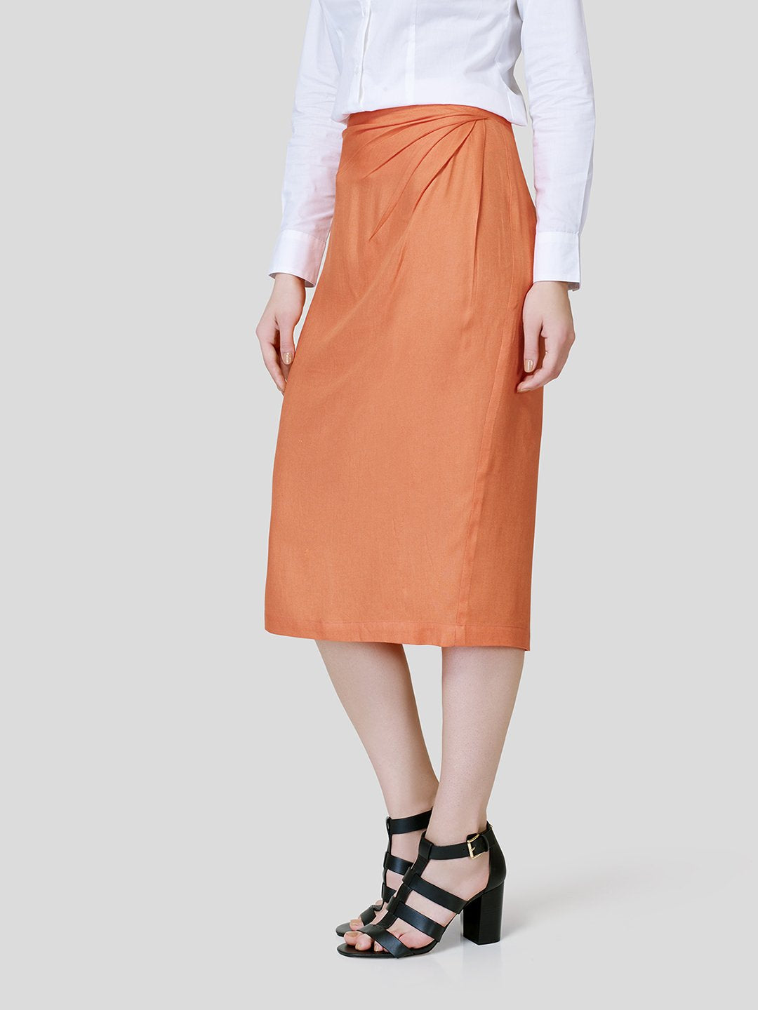 Draped Front Skirt - Zest Mélange 