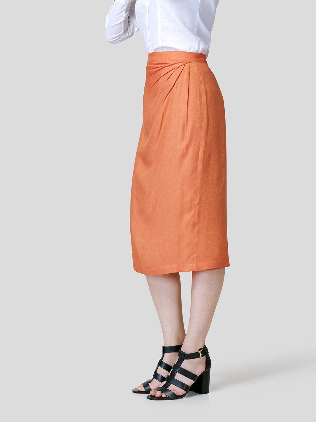 Draped Front Skirt - Zest Mélange 