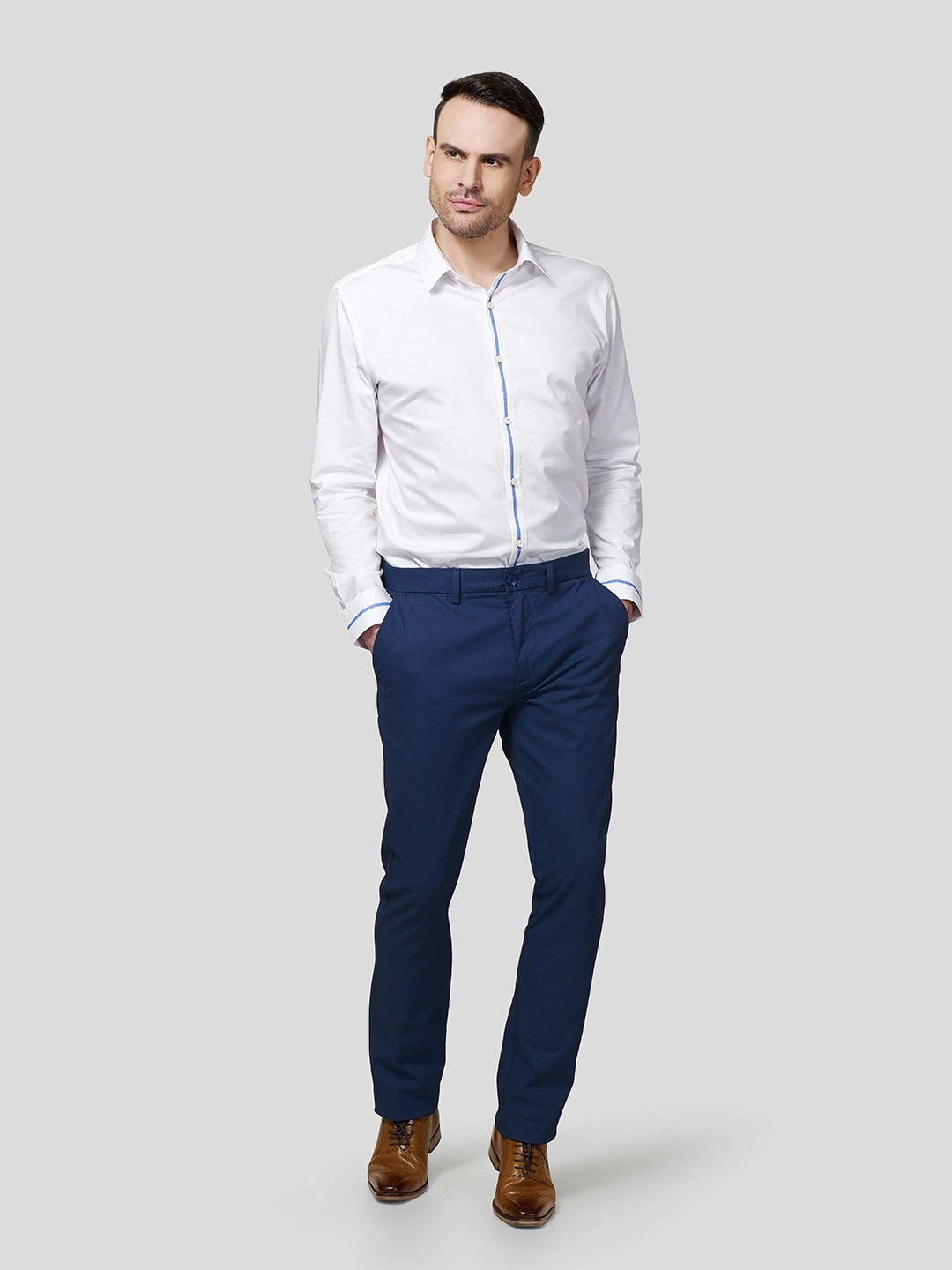 Classic Collar Shirt With Contrast Trim Detail - Zest Mélange