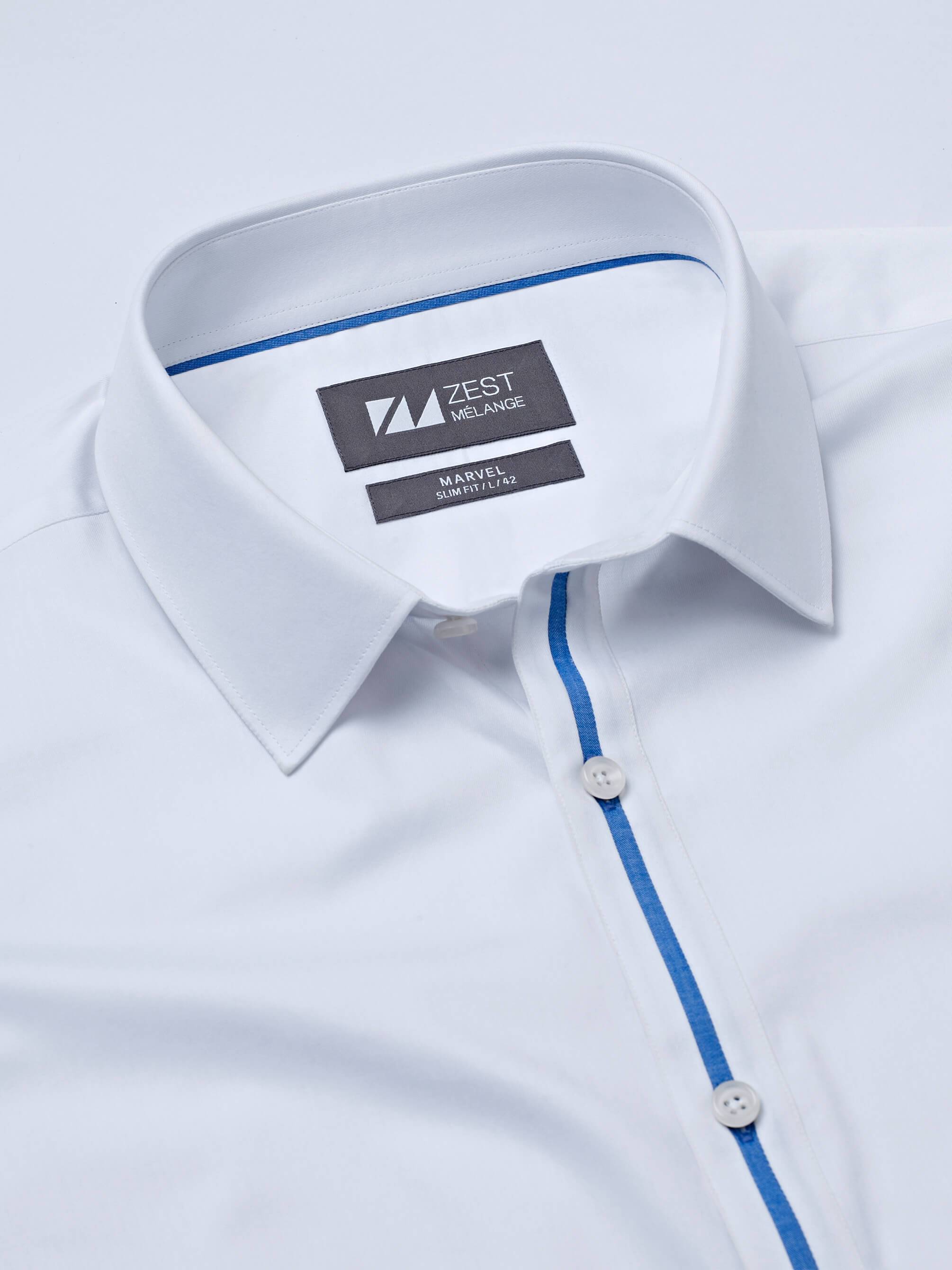 Classic Collar Shirt With Contrast Trim Detail - Zest Mélange