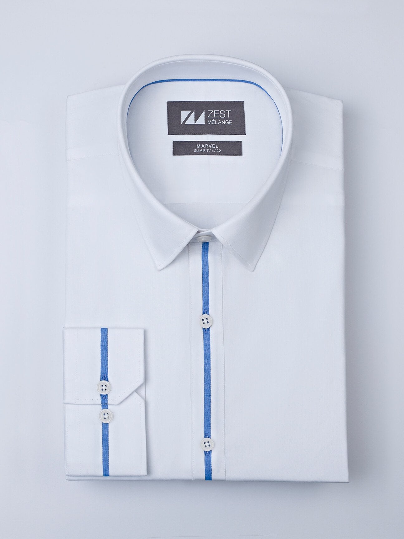 Classic Collar Shirt With Contrast Trim Detail - Zest Mélange