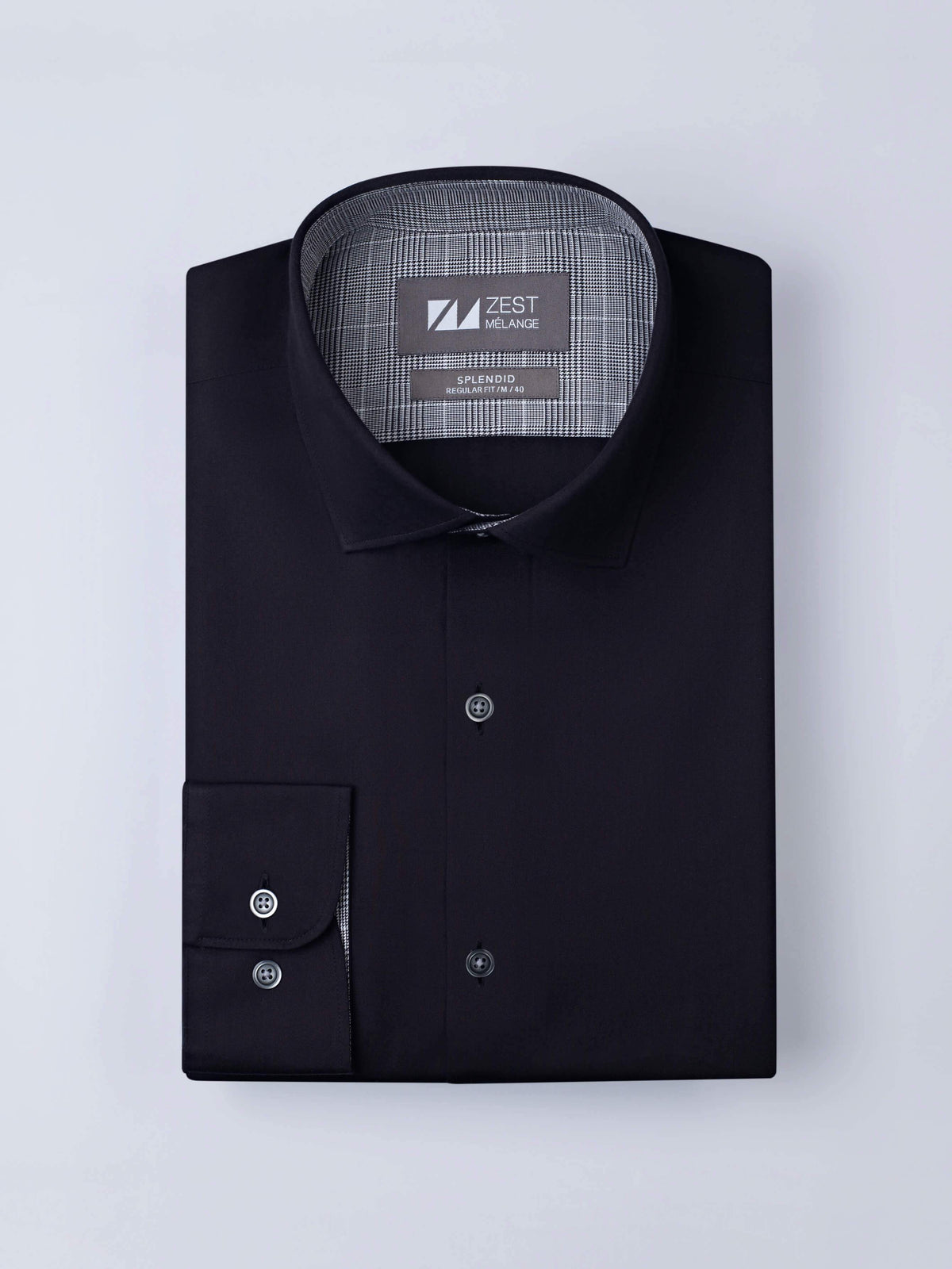 Black Spread Collar Shirt - STOMBIL TRADE