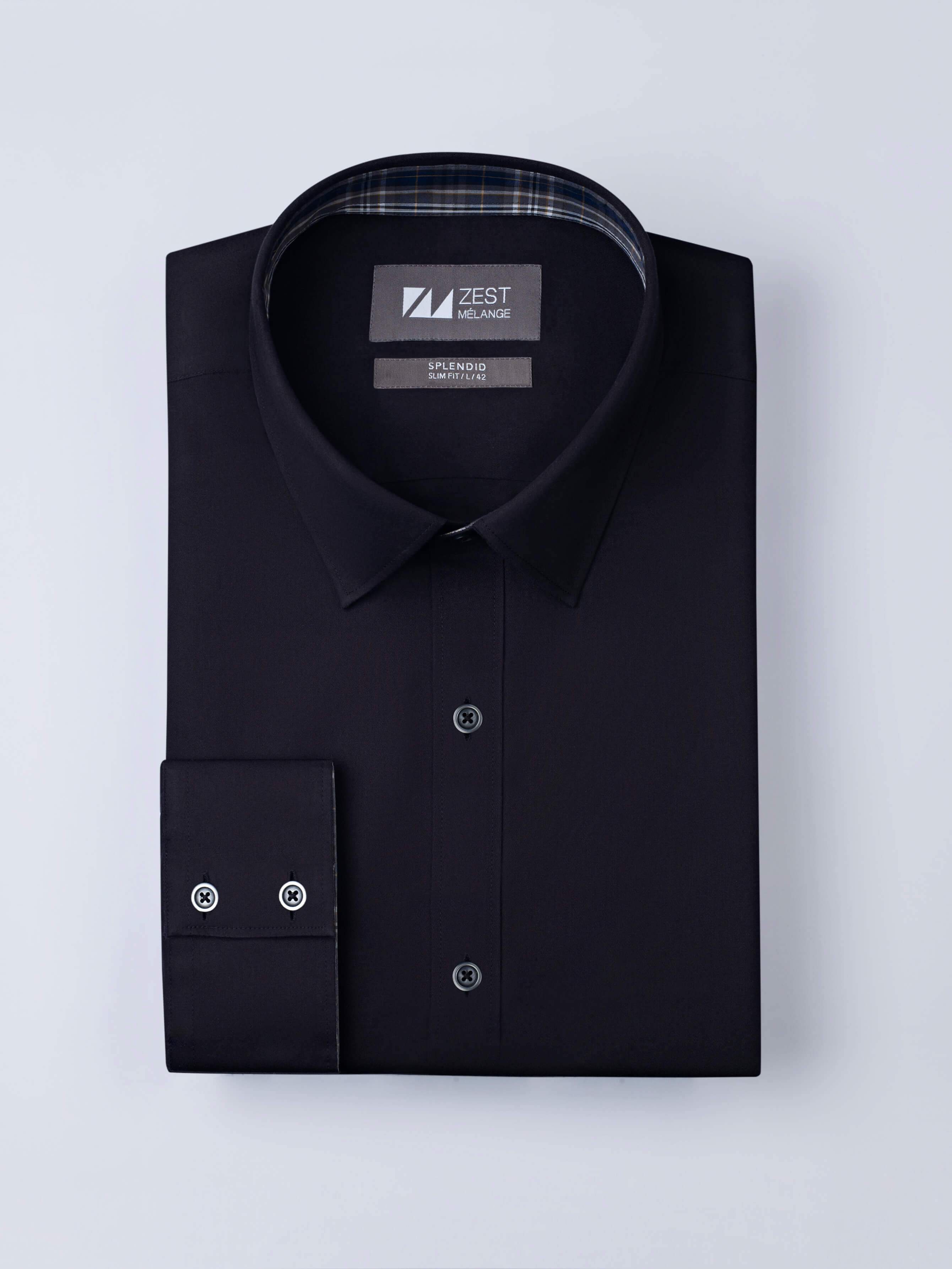 Black Shirt with Contrast Trim Detail - STOMBIL TRADE