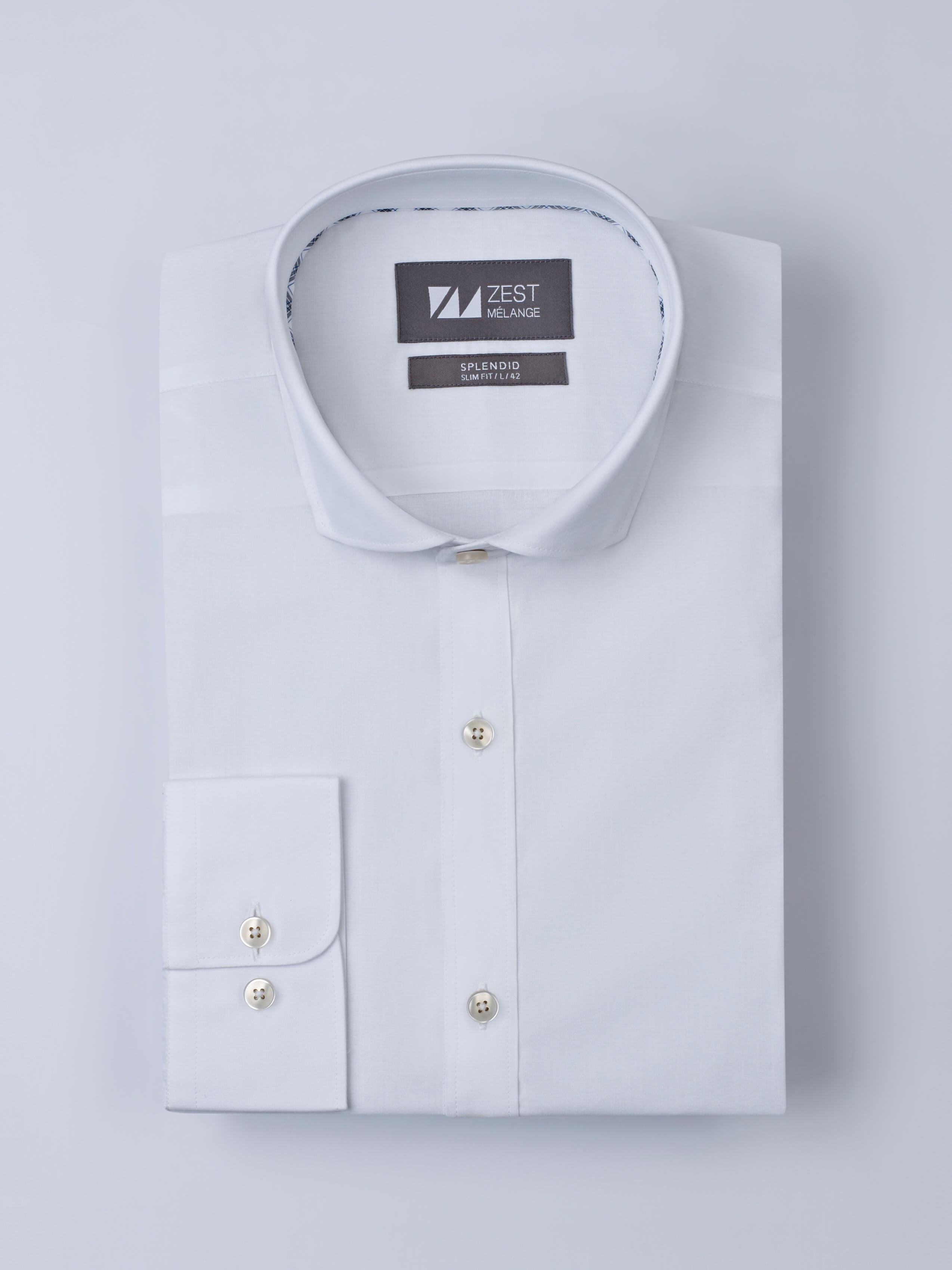 Cut Way Collar Shirt with Contrast Piping Detail - Zest Mélange