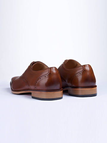 Oxford Lace Up Shoes With Broguing (Burgundy) - STOMBIL TRADE 