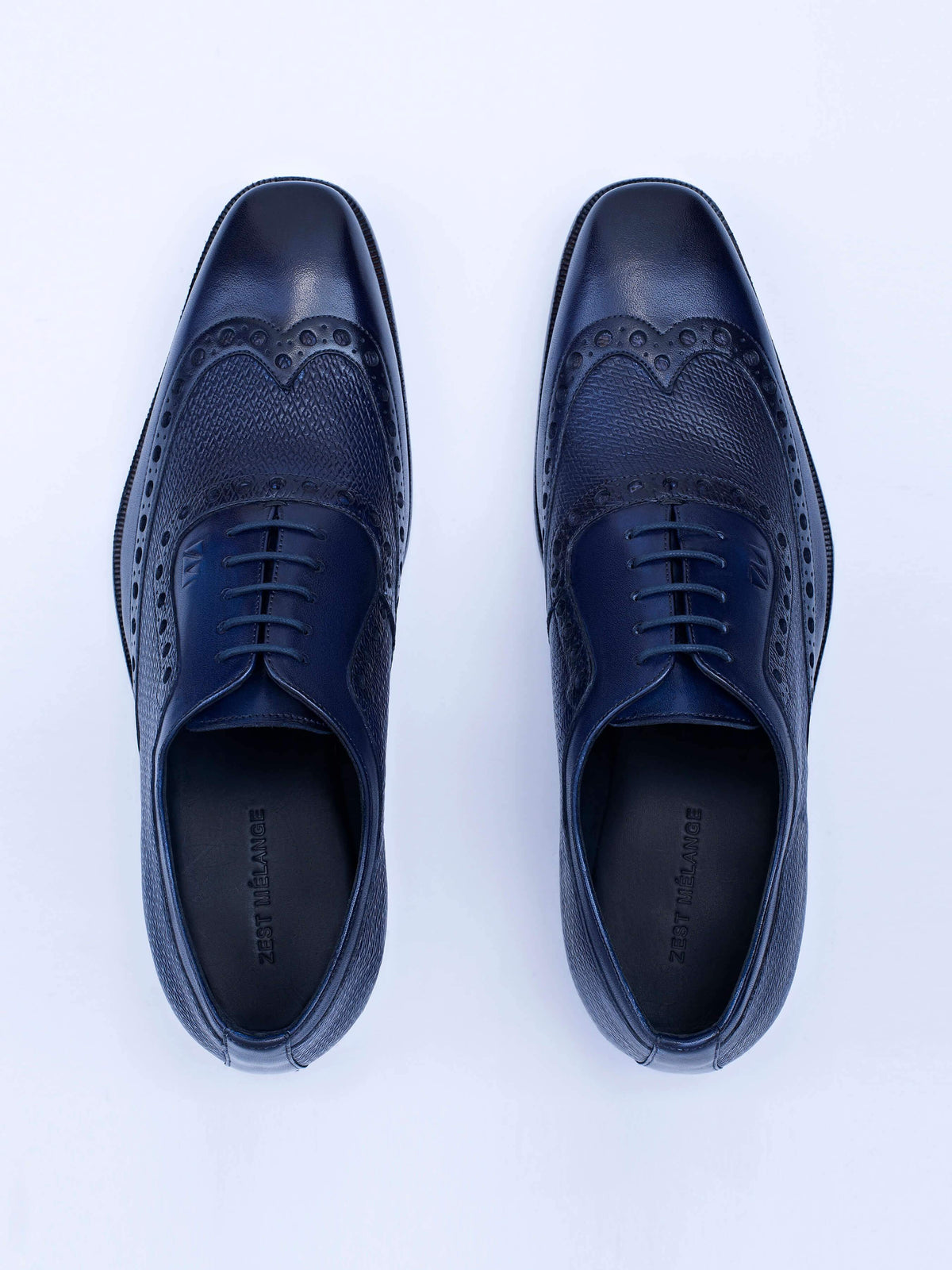 Oxford Lace Up Shoes With Broguing & Zm Embossed Leather Detail - STOMBIL TRADE 