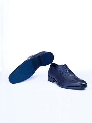 Oxford Lace Up Shoes With Broguing & Zm Embossed Leather Detail - STOMBIL TRADE 