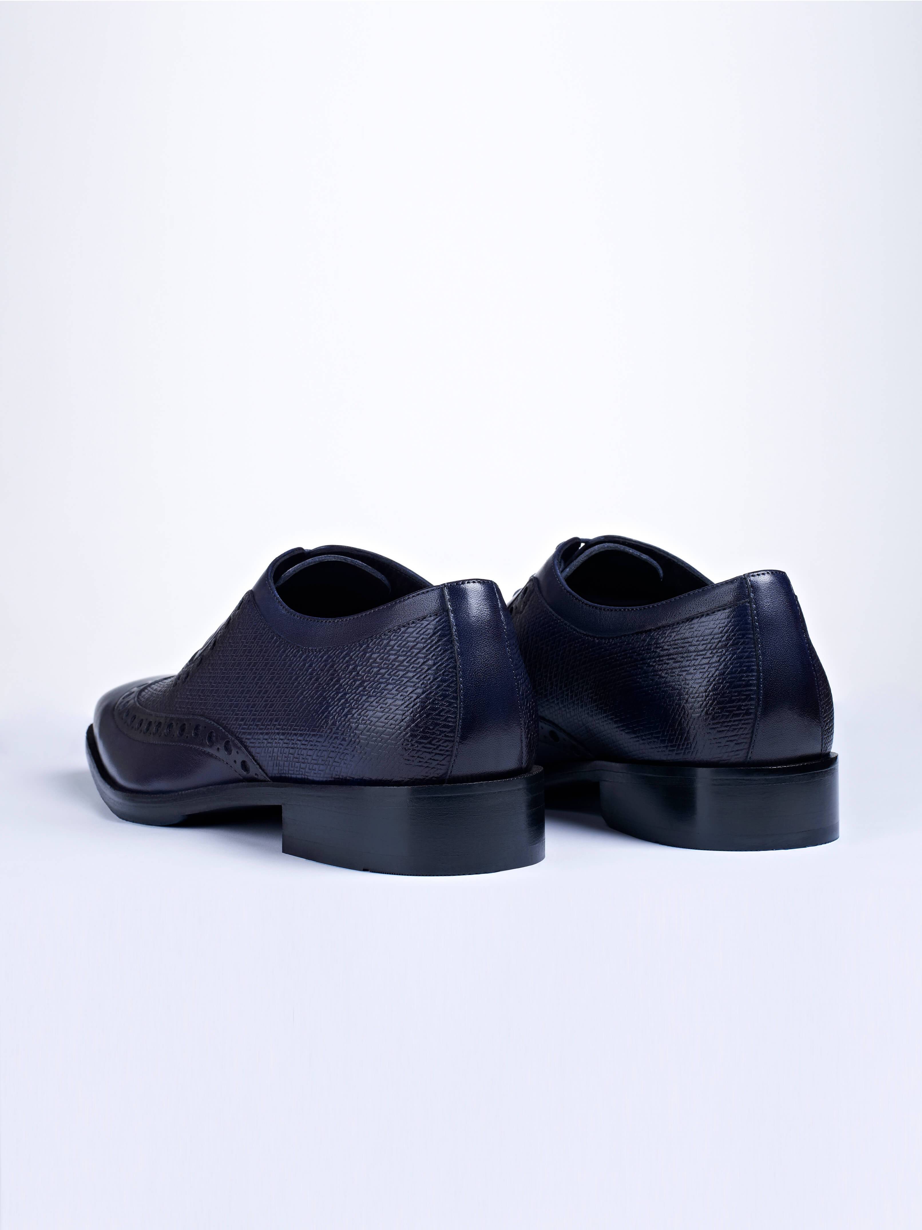 Oxford Lace Up Shoes With Broguing & Zm Embossed Leather Detail - STOMBIL TRADE 