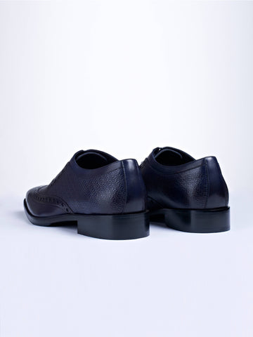 Oxford Lace Up Shoes With Broguing & Zm Embossed Leather Detail - STOMBIL TRADE 