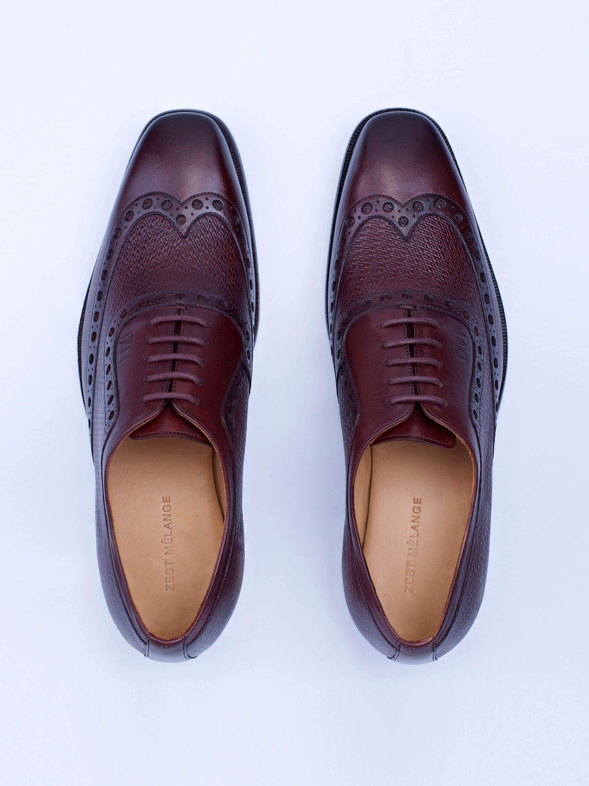 Oxford Lace Up Shoes With Broguing & Zm Embossed Leather Detail - STOMBIL TRADE 