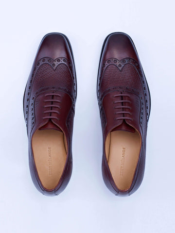 Oxford Lace Up Shoes With Broguing & Zm Embossed Leather Detail - STOMBIL TRADE 