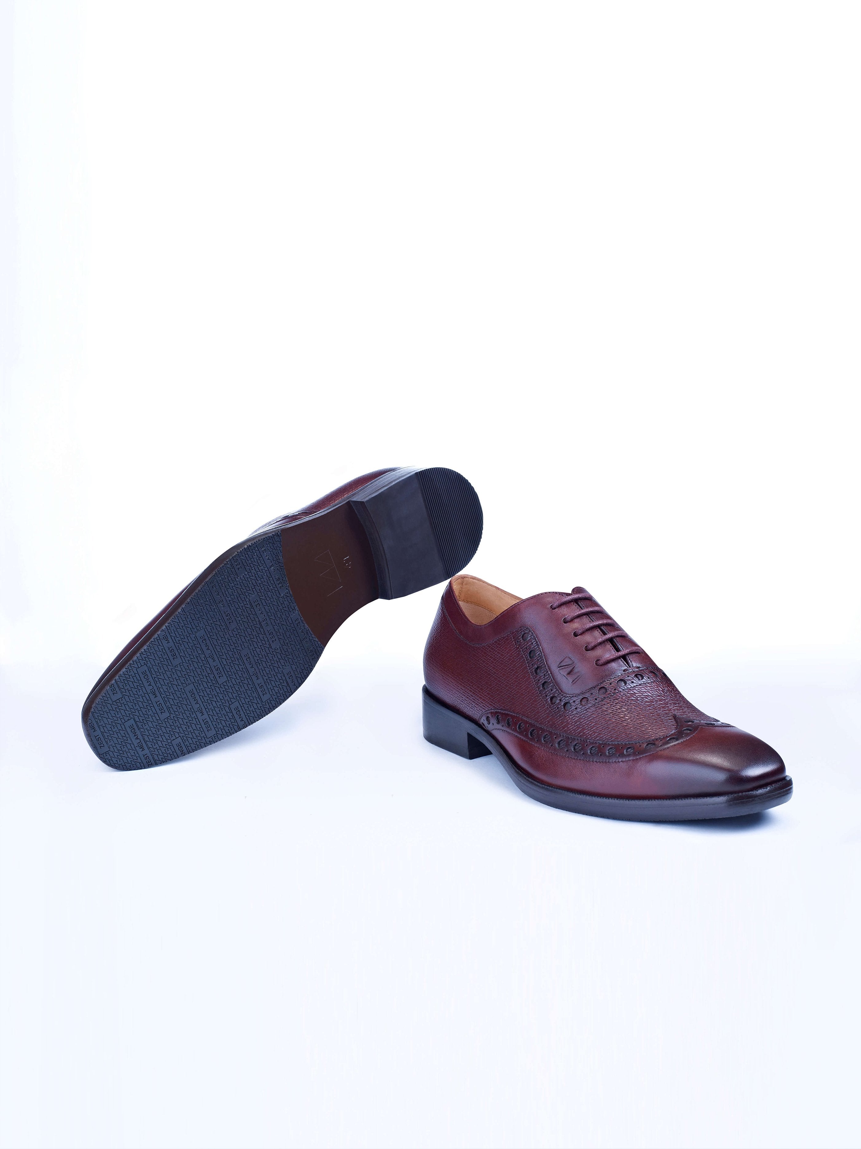Oxford Lace Up Shoes With Broguing & Zm Embossed Leather Detail - STOMBIL TRADE 
