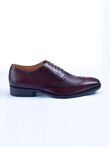 Oxford Lace Up Shoes With Broguing & Zm Embossed Leather Detail - STOMBIL TRADE 