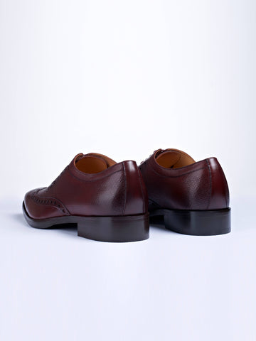 Oxford Lace Up Shoes With Broguing & Zm Embossed Leather Detail - STOMBIL TRADE 