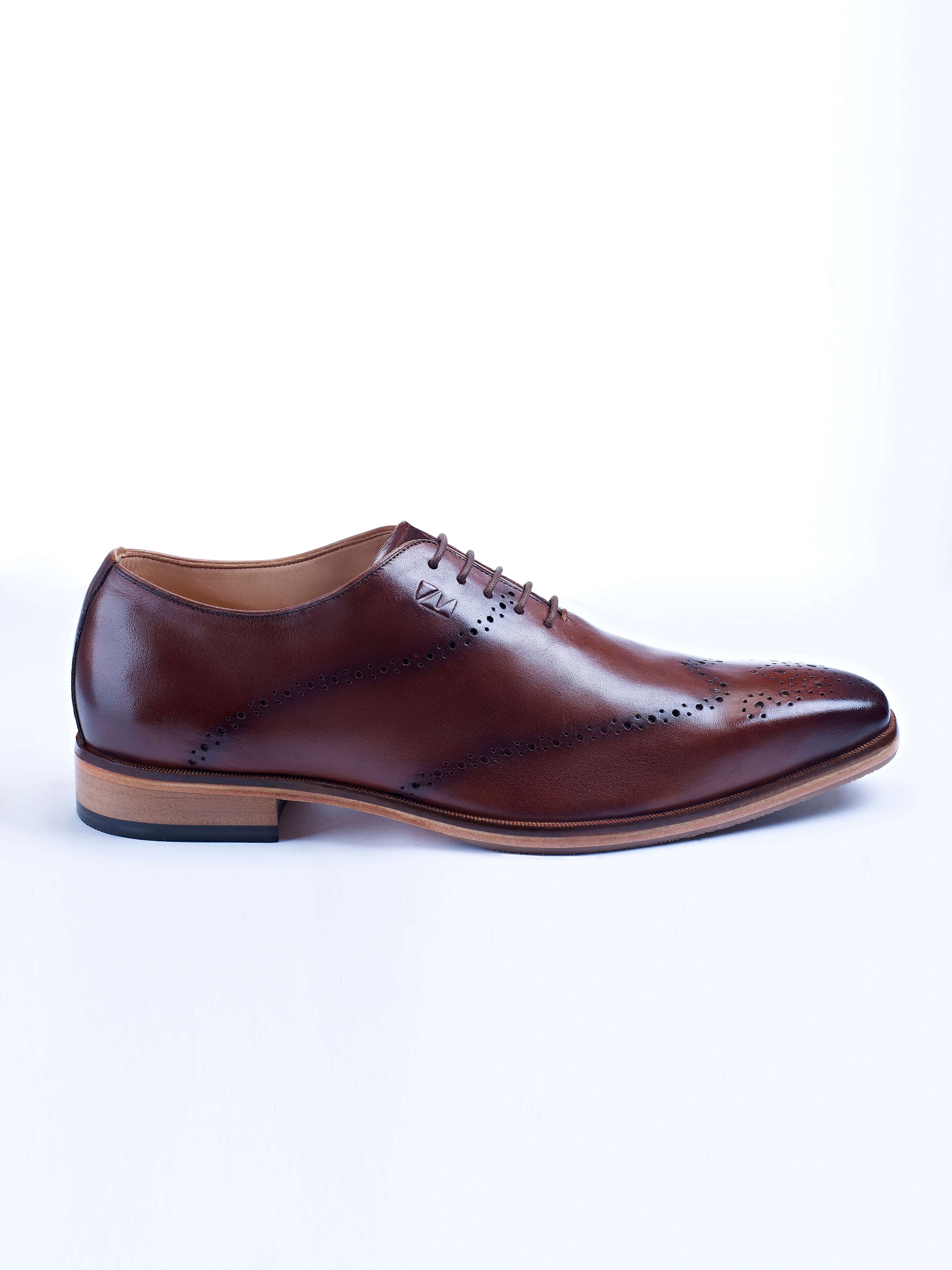 Oxford Lace-Up Shoes With Broguing (Tan) - STOMBIL TRADE 