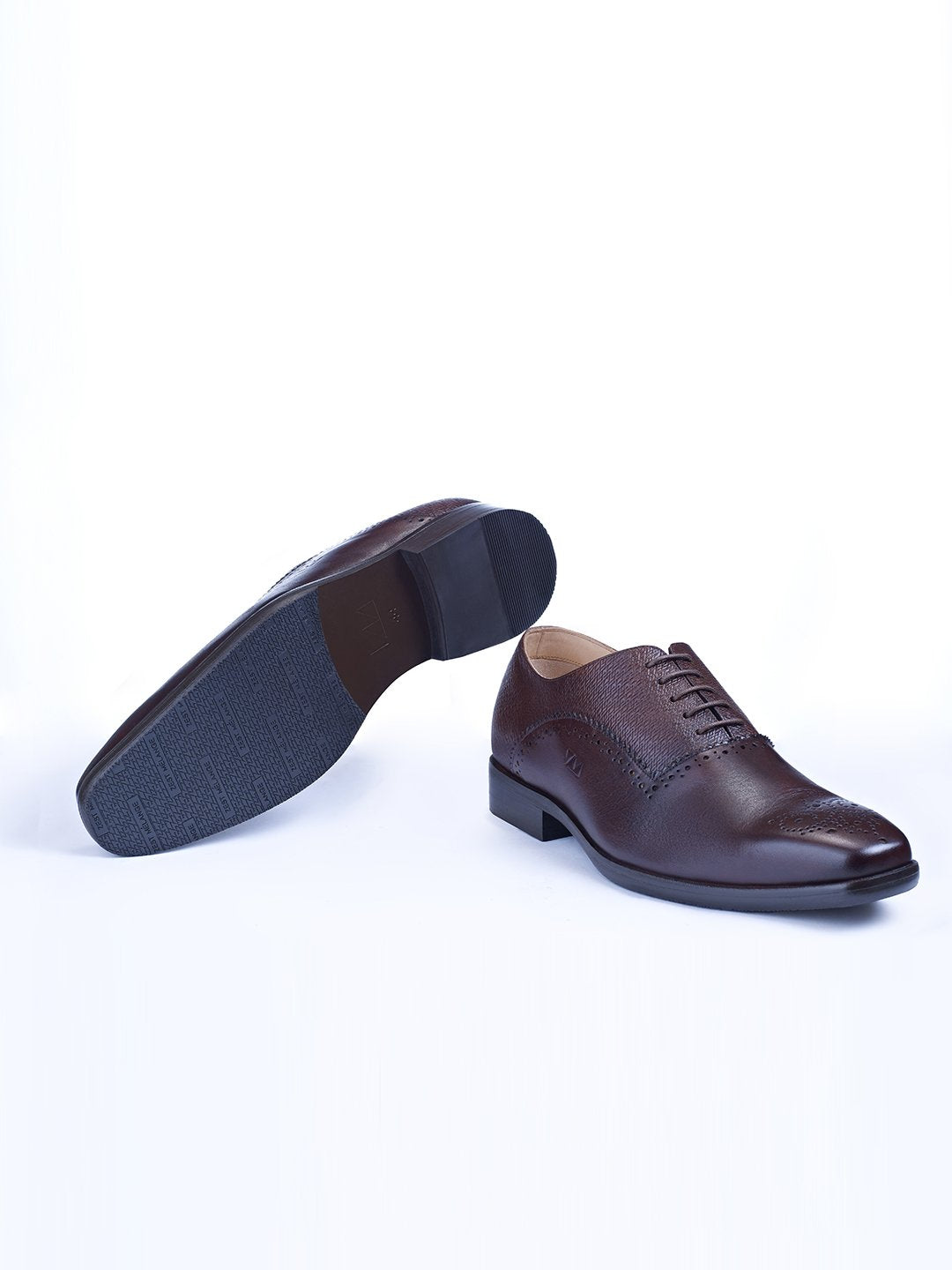Oxford Lace Up Shoes With Broguing & Zm Embossed Leather Detail - STOMBIL TRADE 