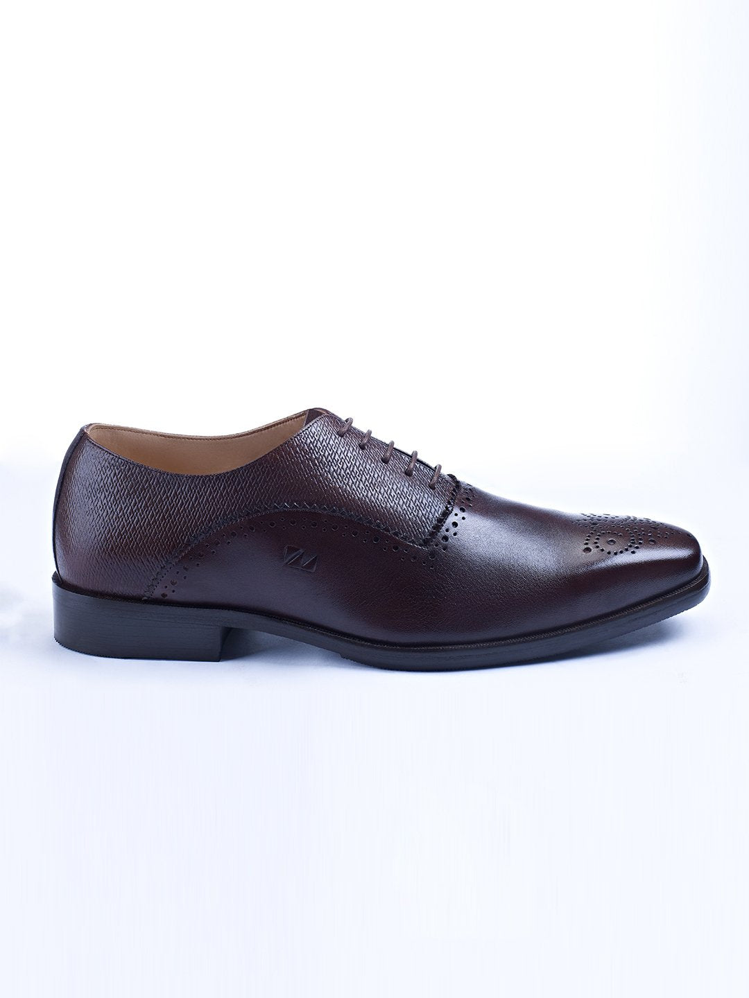 Oxford Lace Up Shoes With Broguing & Zm Embossed Leather Detail - STOMBIL TRADE 
