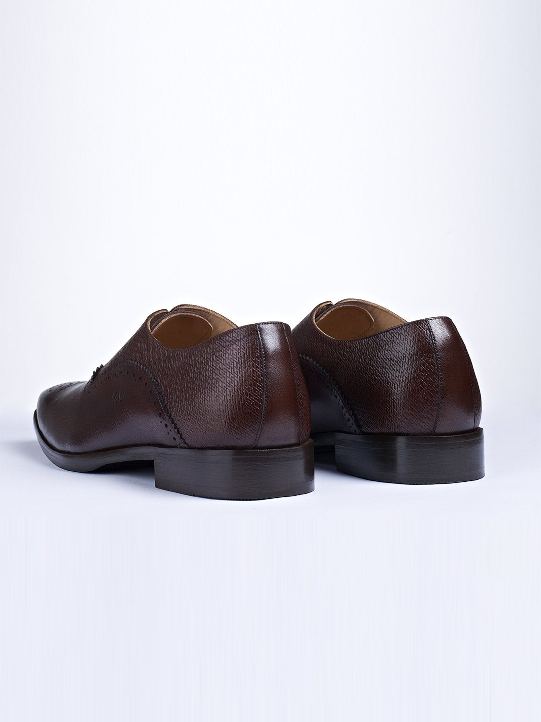 Oxford Lace Up Shoes With Broguing & Zm Embossed Leather Detail - STOMBIL TRADE 