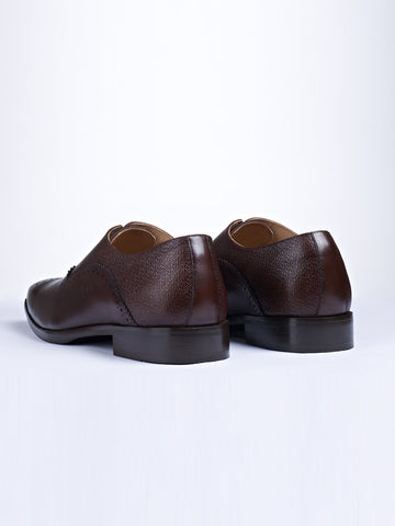 Oxford Lace Up Shoes With Broguing & Zm Embossed Leather Detail - STOMBIL TRADE 