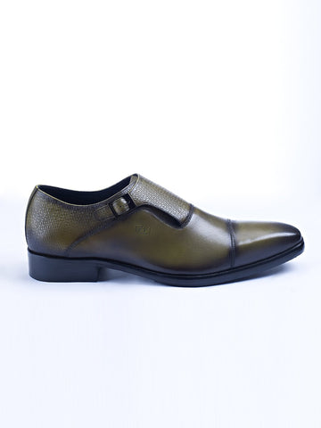 Single Buckle Monk Shoes With Zm Embossed Detail (Olive) - STOMBIL TRADE 