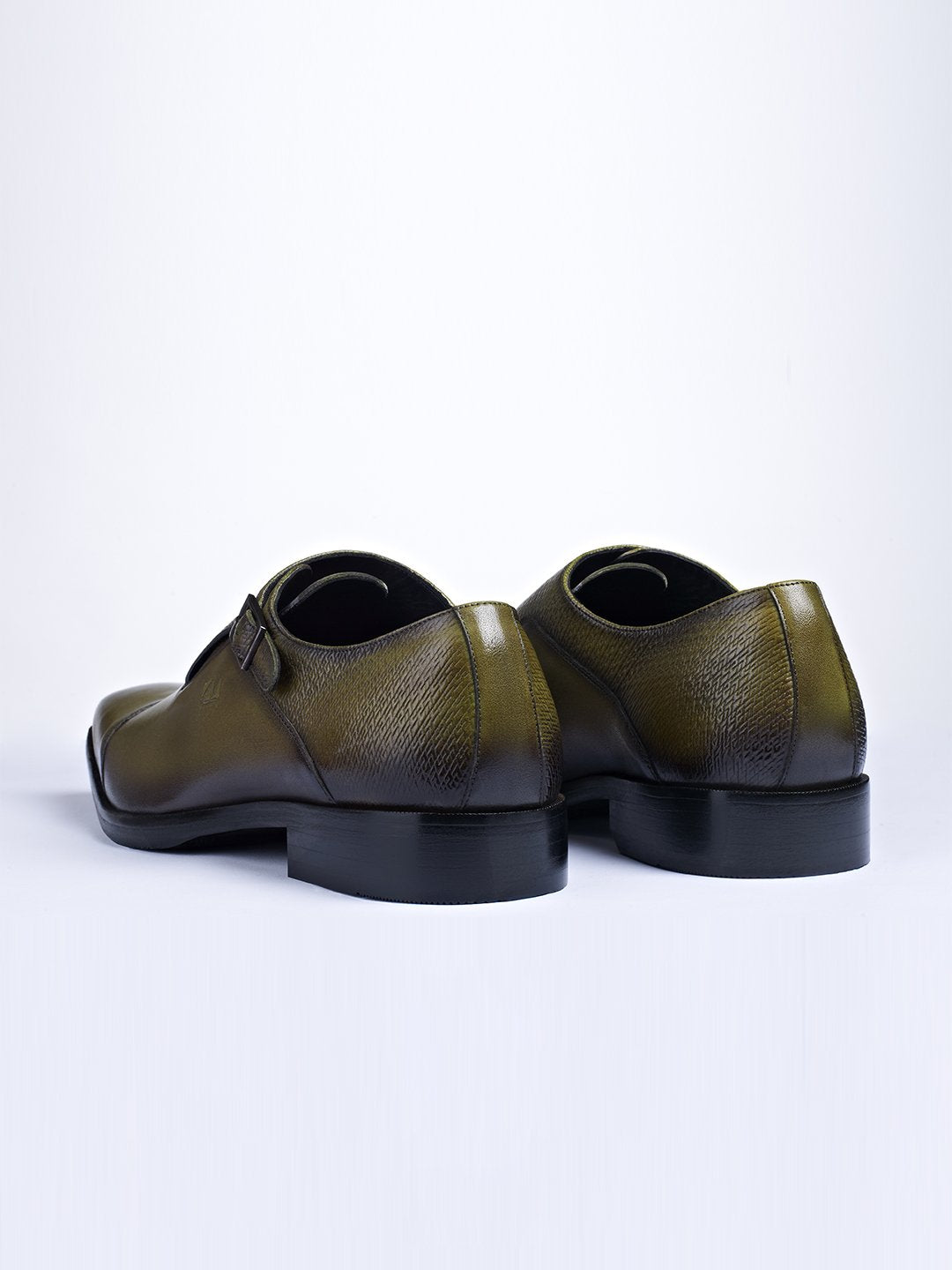 Single Buckle Monk Shoes With Zm Embossed Detail (Olive) - STOMBIL TRADE 