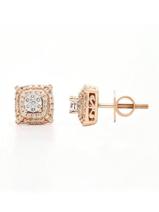 Real Diamond Illusion Cluster Stud Earring (Rose Gold) - STOMBIL TRADE 
