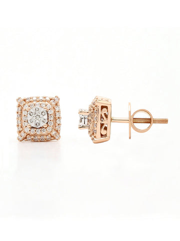 Real Diamond Illusion Cluster Stud Earring (Rose Gold) - STOMBIL TRADE 