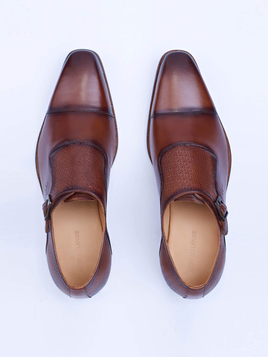 Single Buckle Monk Shoes With Zm Embossed Detail - STOMBIL TRADE INDIA PRIVATE LIMITED 