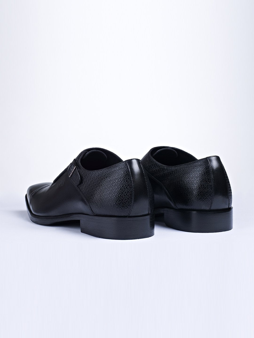 Single Buckle Monk Shoes With Zm Embossed Detail (Black) - STOMBIL TRADE 