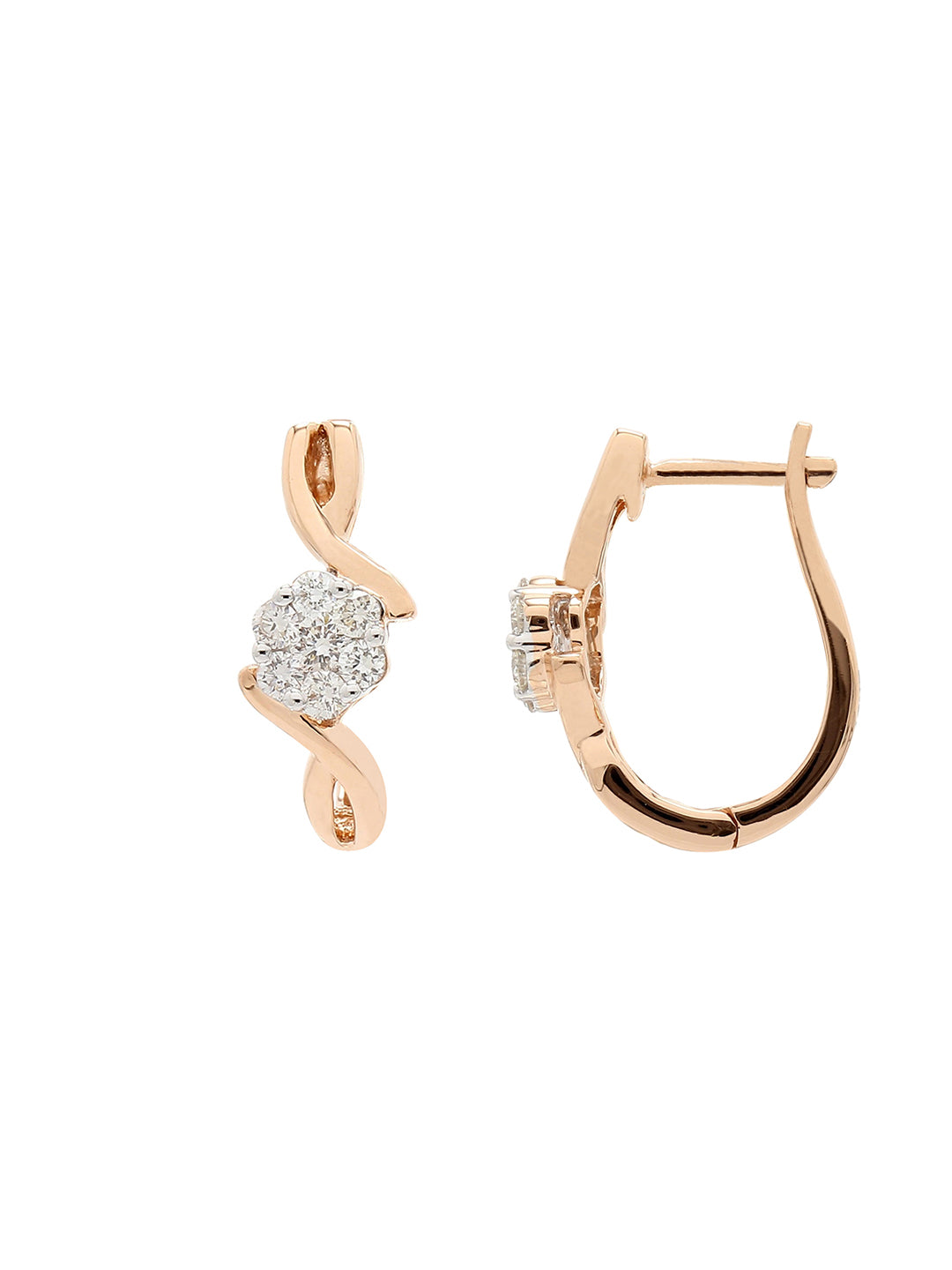 Real Diamond Cluster Hoop Earring - STOMBIL TRADE 