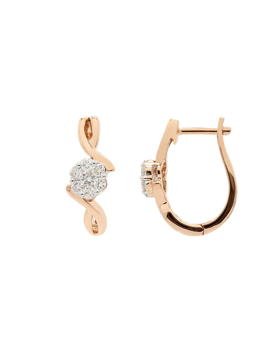 Real Diamond Cluster Hoop Earring - STOMBIL TRADE 