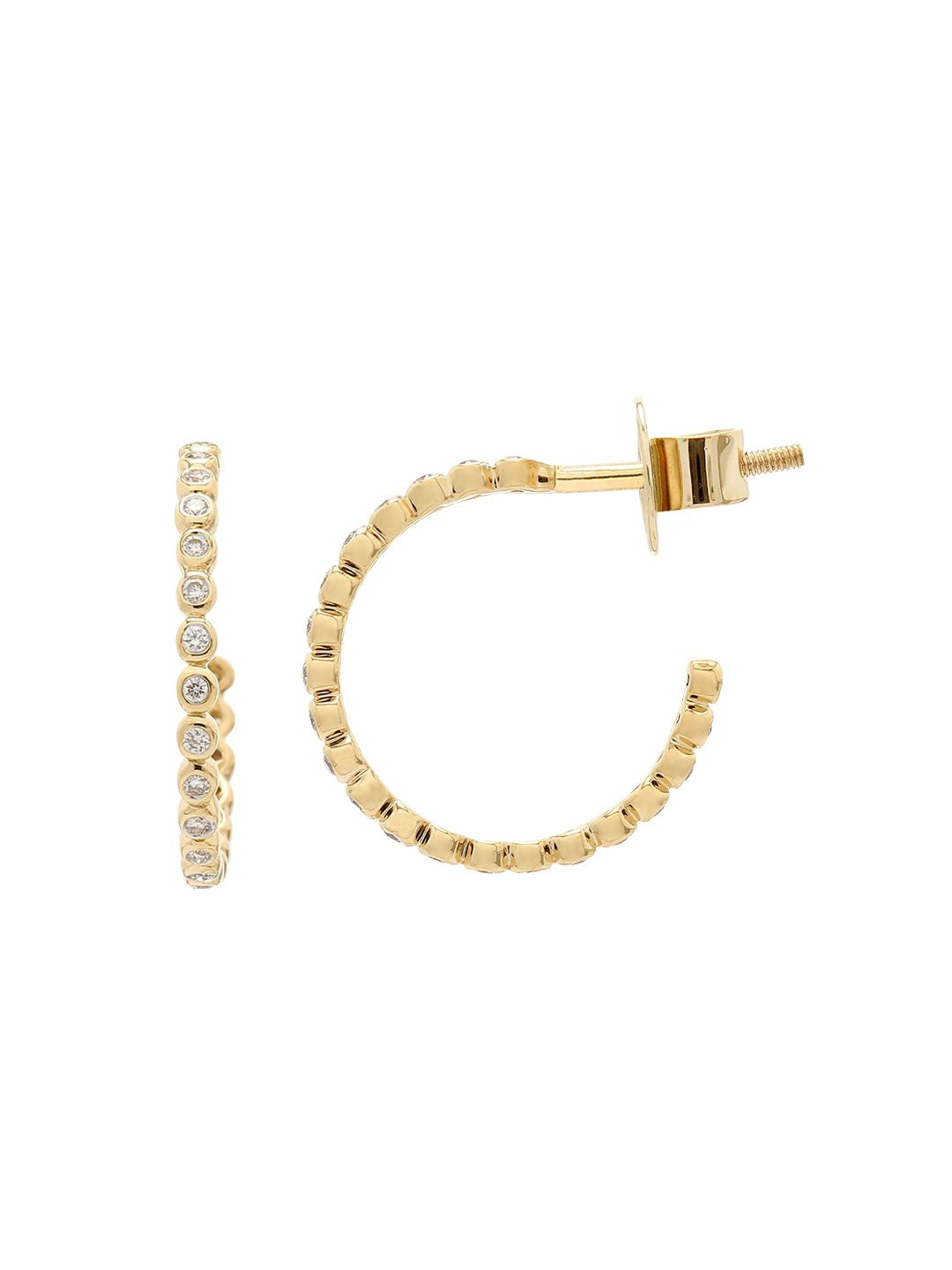 Real Diamond Bezel Hoop Earring - STOMBIL TRADE 