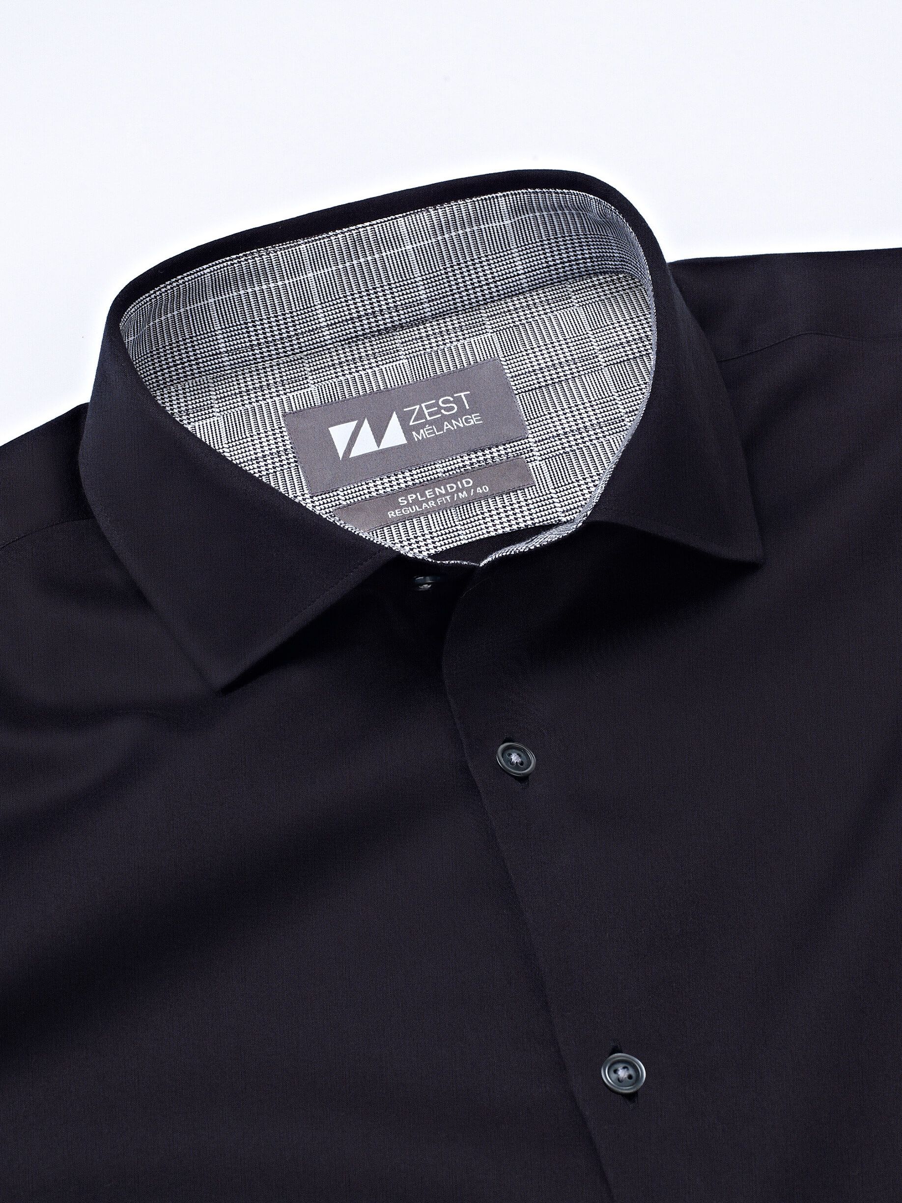 Black Spread Collar Shirt - STOMBIL TRADE