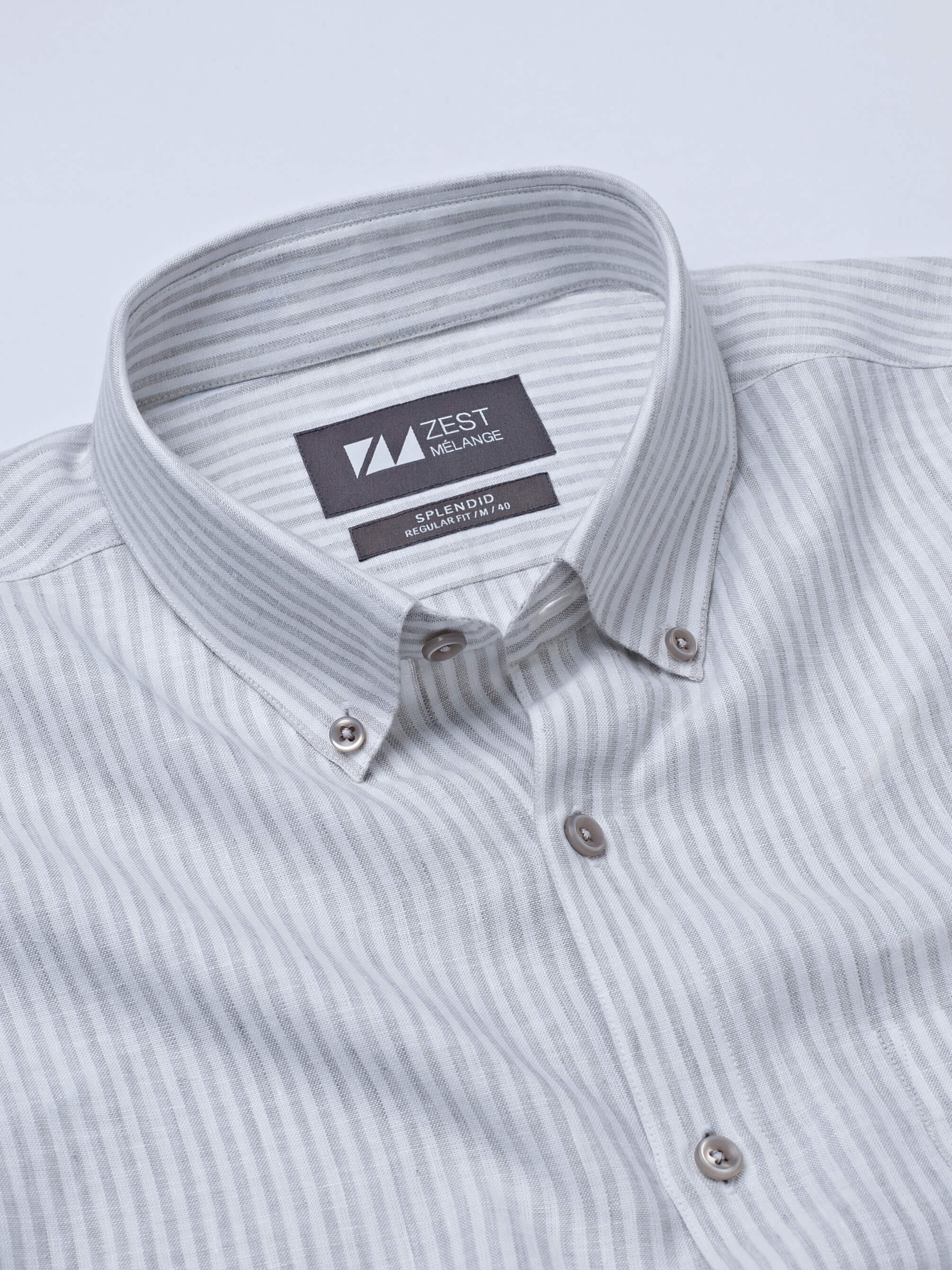 Classic Button-Down Stripe Shirt (Beige) - Zest Mélange