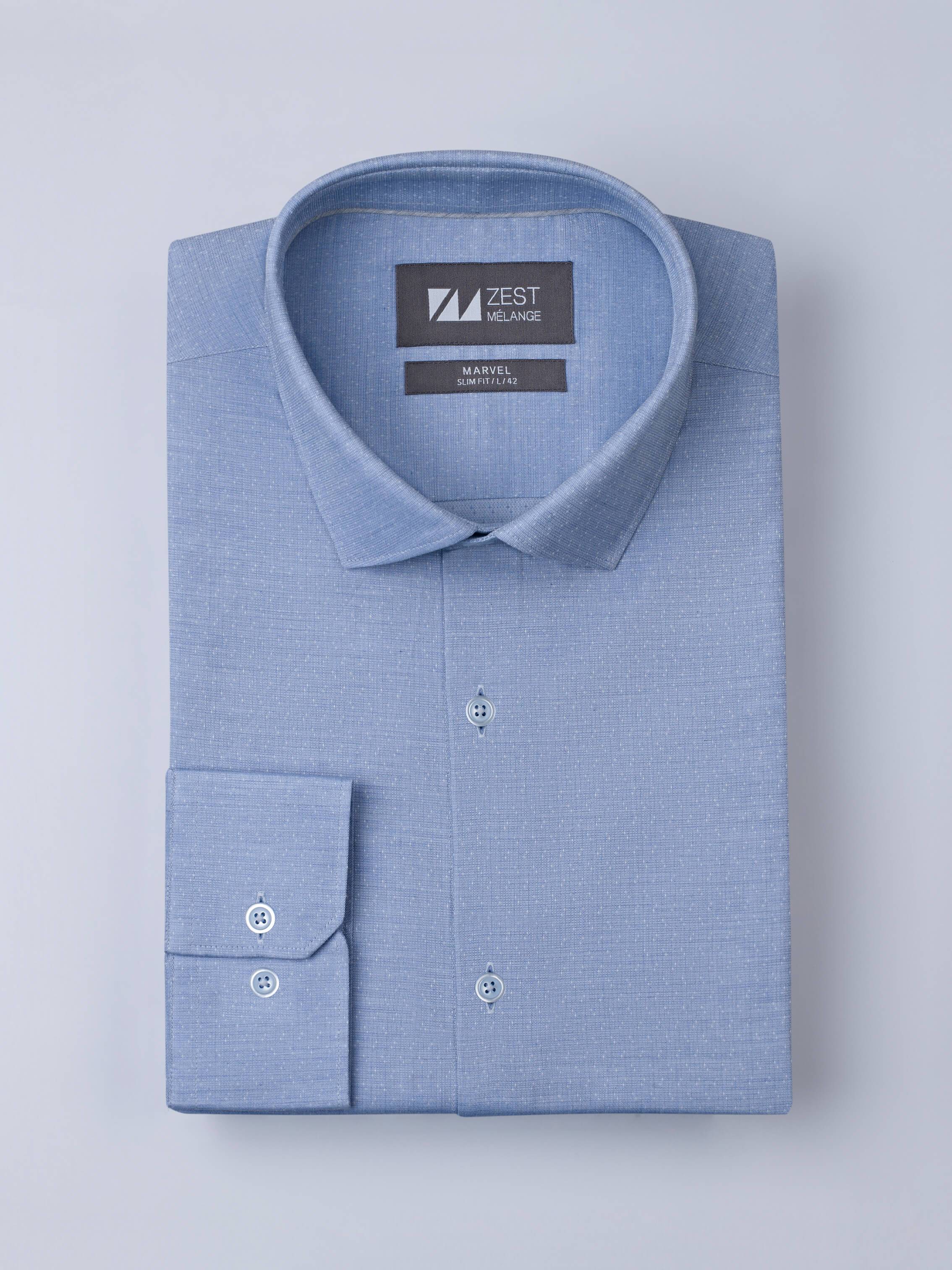 Dobby Spread Collar Shirt - Zest Mélange