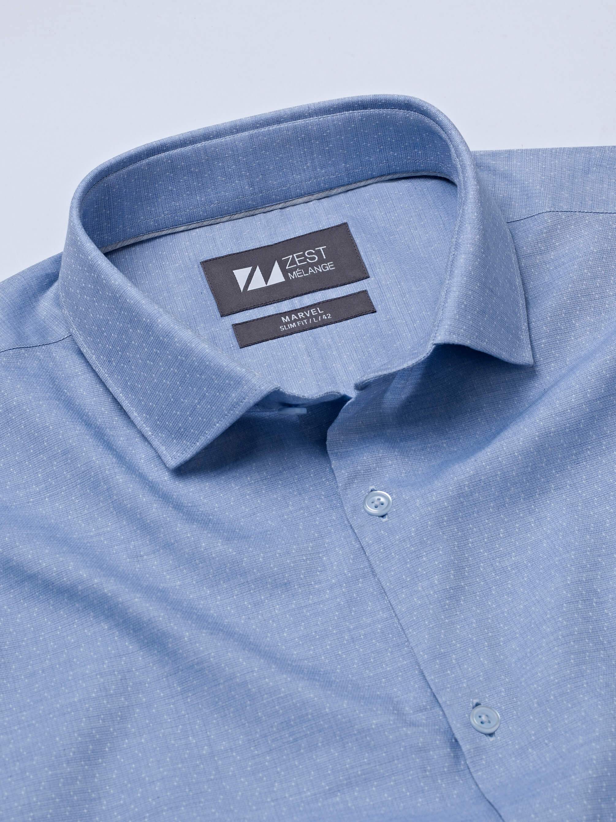 Dobby Spread Collar Shirt - Zest Mélange