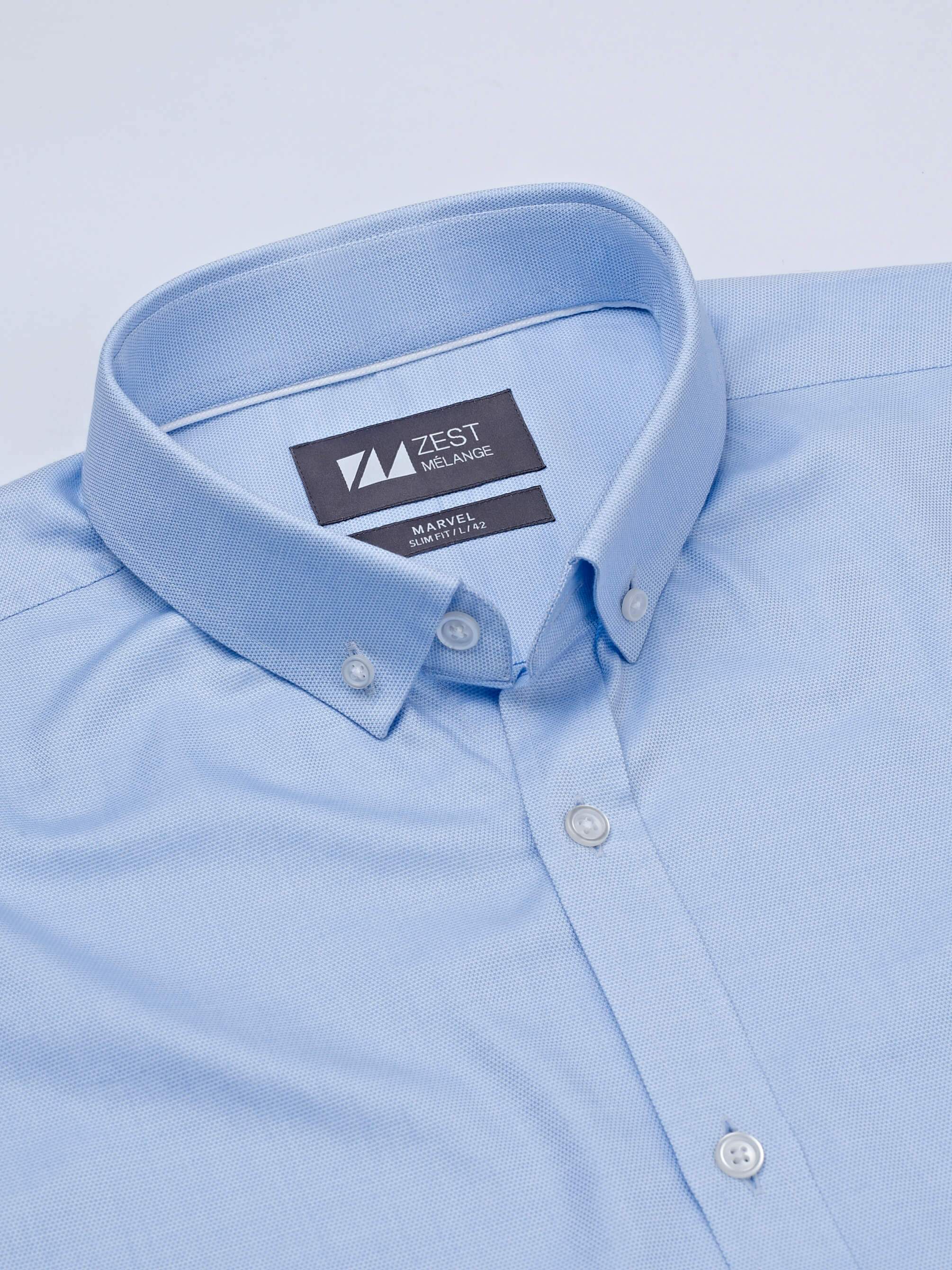Blue Button Down Collar Shirt - STOMBIL TRADE