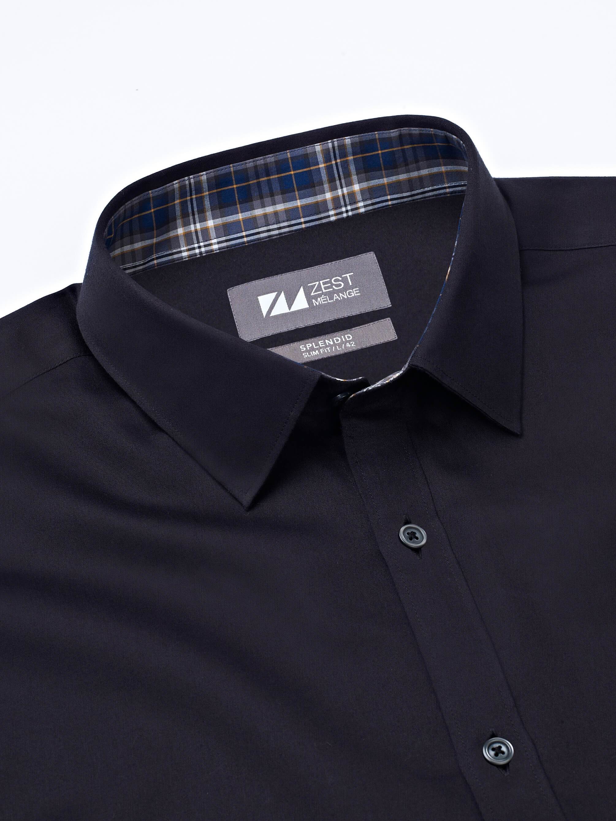 Black Shirt with Contrast Trim Detail - STOMBIL TRADE