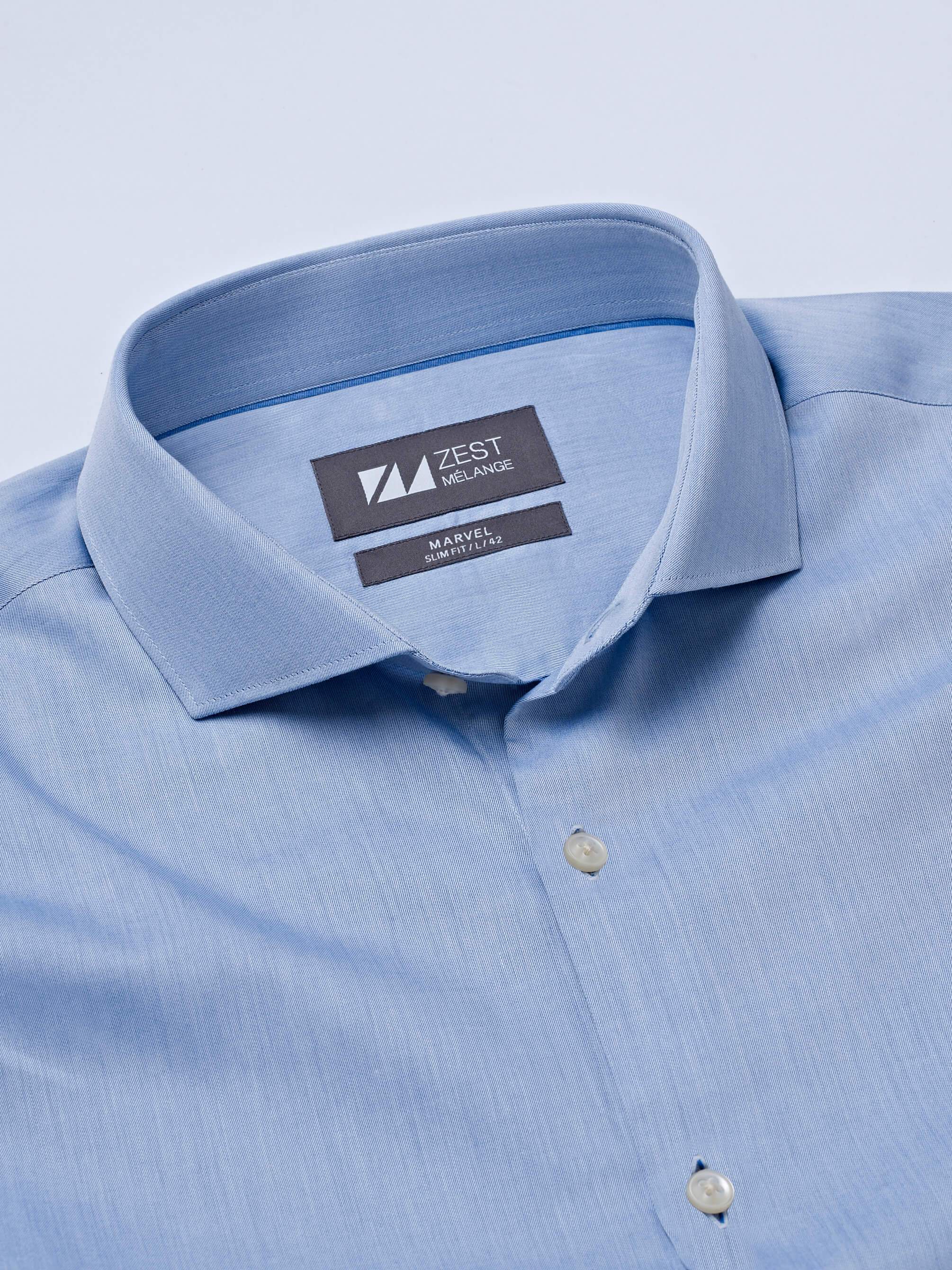 Blue Cutway Collar Shirt - STOMBIL TRADE