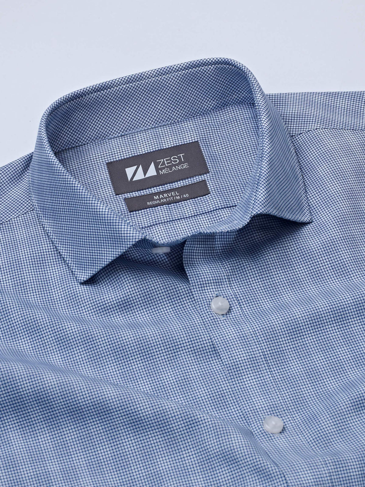 Blue Spread Collar Checks Shirt - STOMBIL TRADE