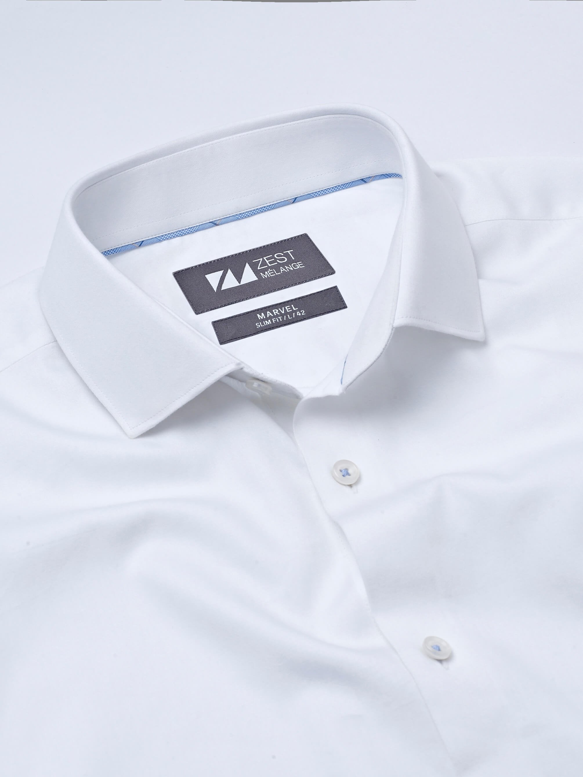 White Shirt with Blue Contrast Detail - STOMBIL TRADE