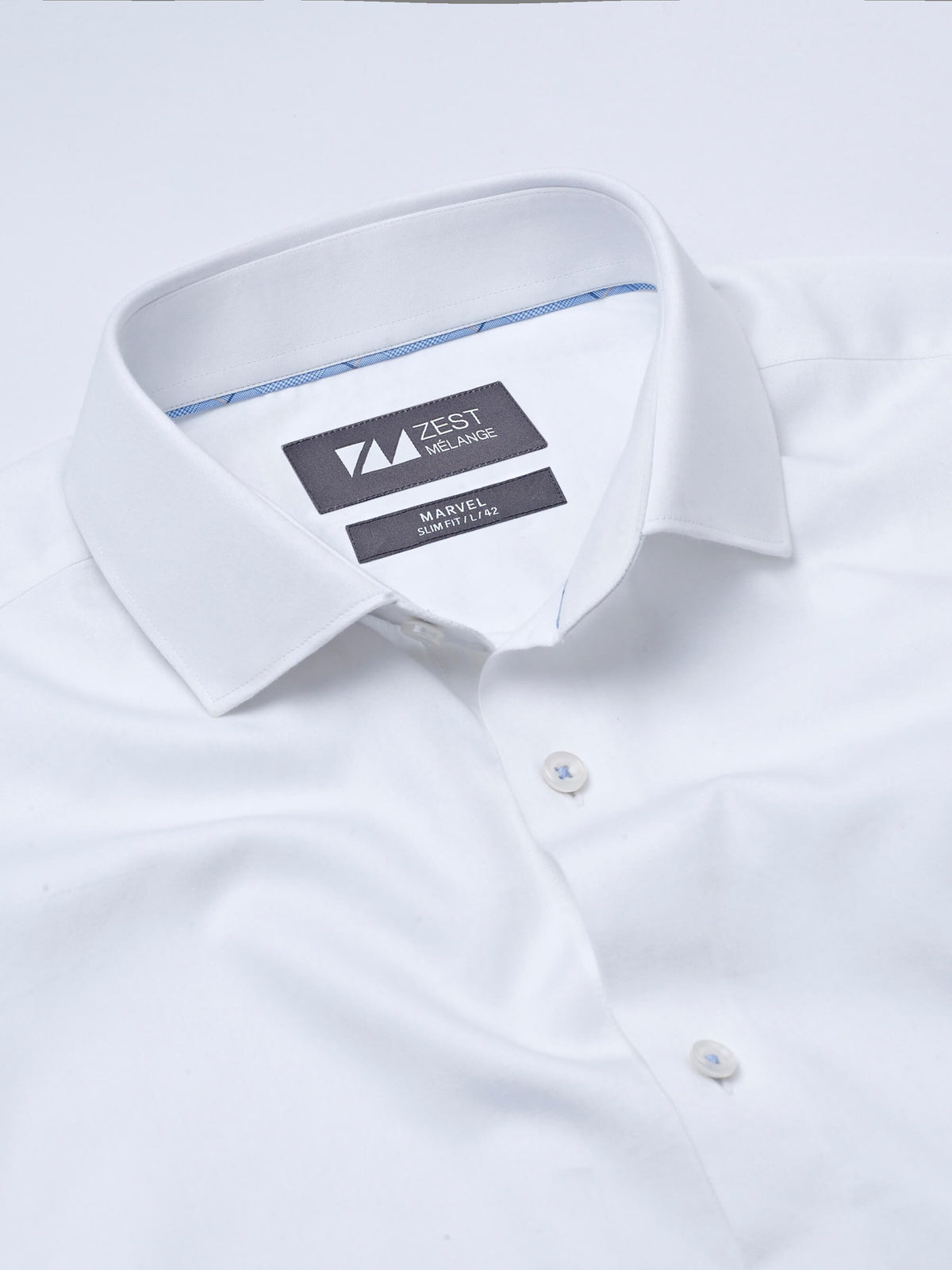 White Shirt with Blue Contrast Detail - STOMBIL TRADE