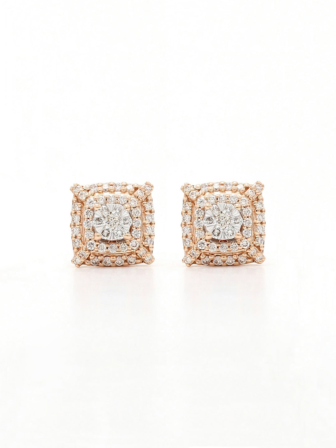 Real Diamond Illusion Cluster Stud Earring (Rose Gold) - STOMBIL TRADE 