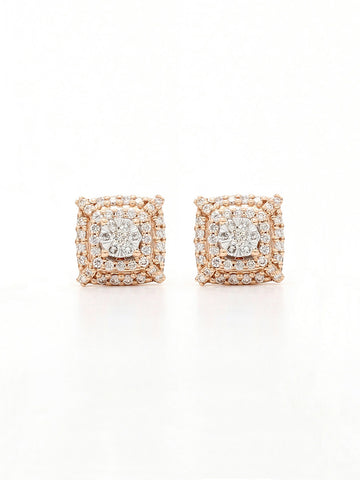 Real Diamond Illusion Cluster Stud Earring (Rose Gold) - STOMBIL TRADE 