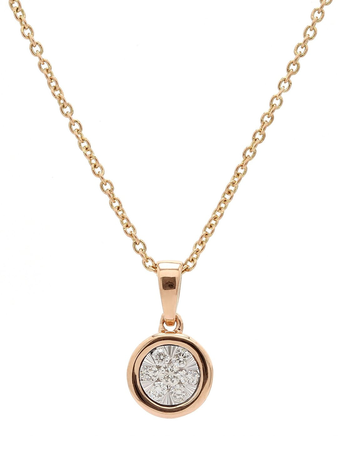 Real Diamond Illusion Cluster Solitaire Look Pendant With Chain - STOMBIL TRADE 